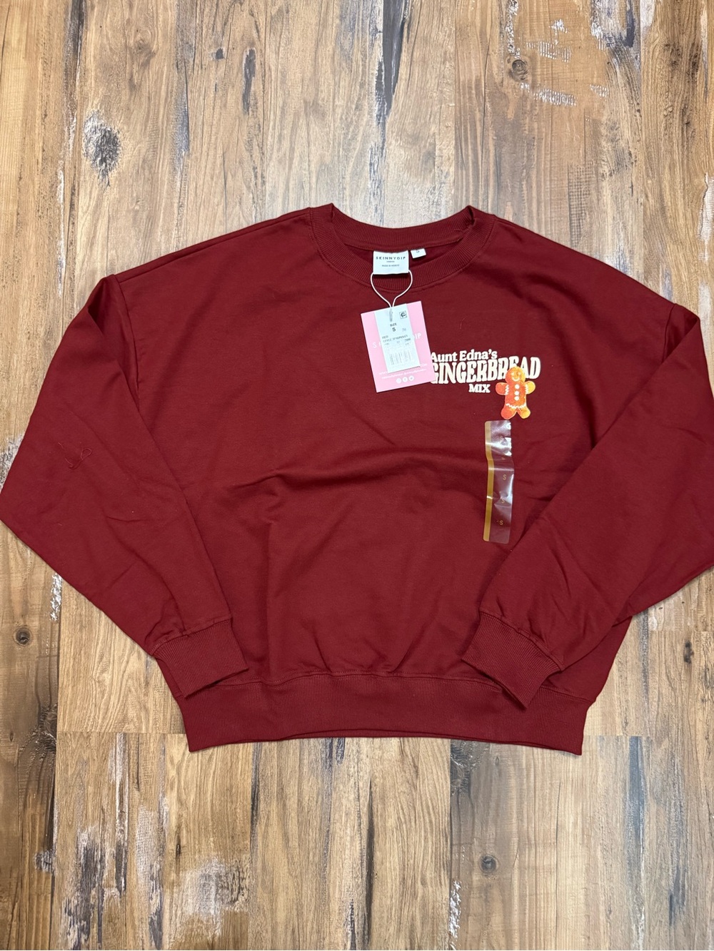 Aunt Edna's Gingerbread Mix Maroon Crewneck Sweater